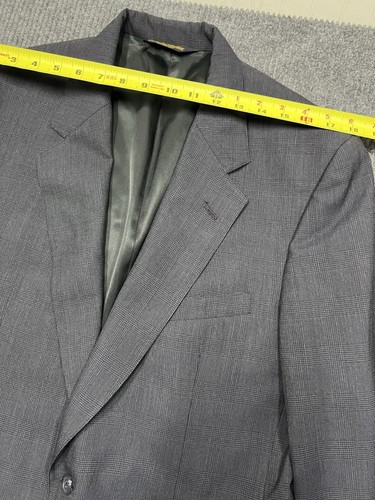 Brooks Brothers Navy Blue Plaid Wool Blend Lined Suit Jacket 44R Stretch Men’s - Picture 6 of 11