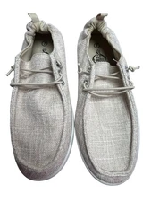 Solemates Canvas Slip-On Loafers Womens Size 7 Beige Elastic Lace Sneakers NWOT