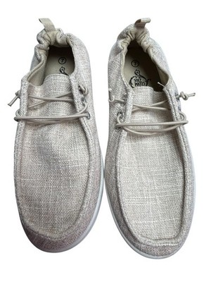 Solemates Canvas Slip-On Loafers Womens Size 7 Beige Elastic Lace Sneakers NWOT
