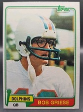 1981 TOPPS Football BOB GRIESE #482 MIAMI DOLPHINS FREE SHIPPING