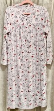 Aria Collections Velour Nightgown Red Cardinal Print Warm Cozy Modest plus Sz M
