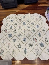 Beautiful Hand Stitched Quilt With Embroidery With Scalloped Edges