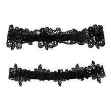 Garters for Bride, Black Garter Belts for Thigh Highs, 2PCS Wedding Garte Set...