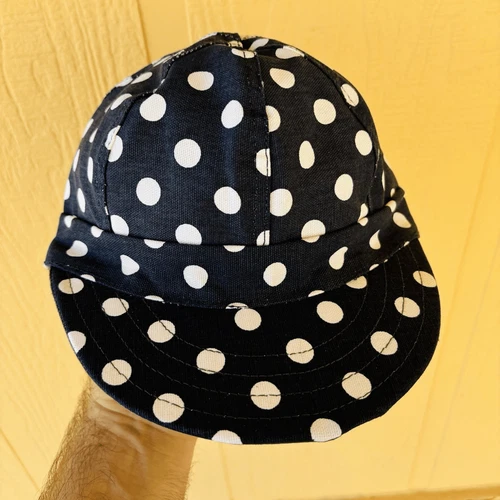 Kromer Hat 7 5/8 Polka Dot Welding Balloon Top Navy Blue Union Made Cap Vintage