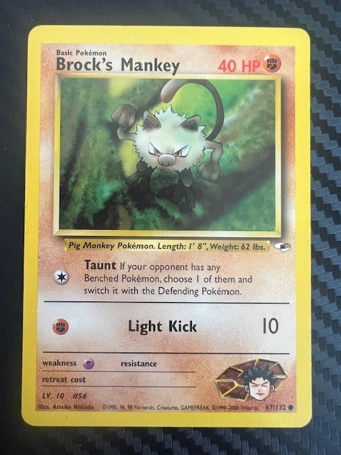Pokémon TCG Brock's Mankey Gym Heroes 67/132 Regular Unlimited Common LP