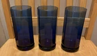 3 Vintage Anchor Hocking Essex Cobalt Blue 6 3/8” 16 Oz Iced Tea 10 Panel CLEAN!