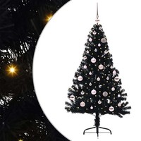 KüNstlicher Vorbeleuchteter Weihnachtsbaum Schwarz 150 Cm Pvc