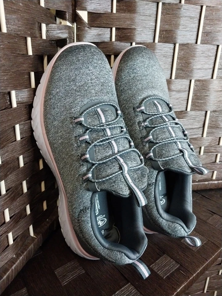 Zapatos para mujer Athletic Works talla 8 color gris y rosa ajuste cómodo sin cordones Foto 4 de 4
