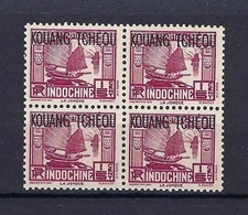 France office in China 1937 Sc# 100 KOUANG TCHEOU Indochina Boat 1/5 block 4 MNH