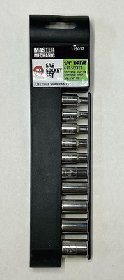 NEW Master Mechanic (119012) 10-Piece 1/4'' Drive SAE Socket Set