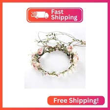 Lopsity Women Rose Floral Flower Crown Headband Rose Halo Wreath Wedding Bridal