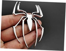 2PCS 3D Spider Emblem Car Sticker Metal Chrome Spider Badges Sticker for Silver