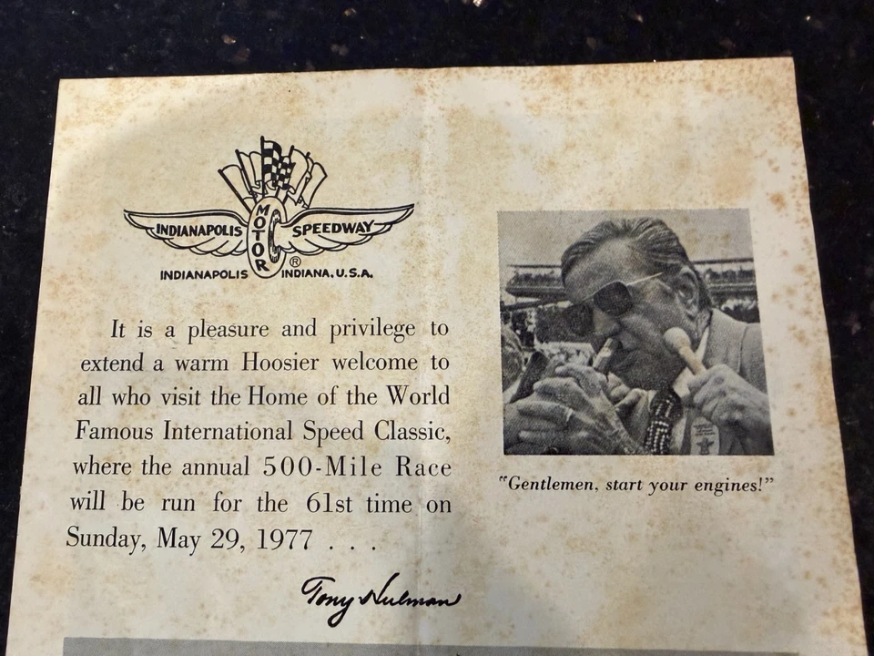 INDIANAPOLIS MOTOR SPEEDWAY Indy 500 PROGRAM BROCHURE 1977 Tony Hulman - Image 3 of 4