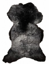Sheepskin real  grey-black marl, approx. 111 cm  soft pile  eco tanned  un