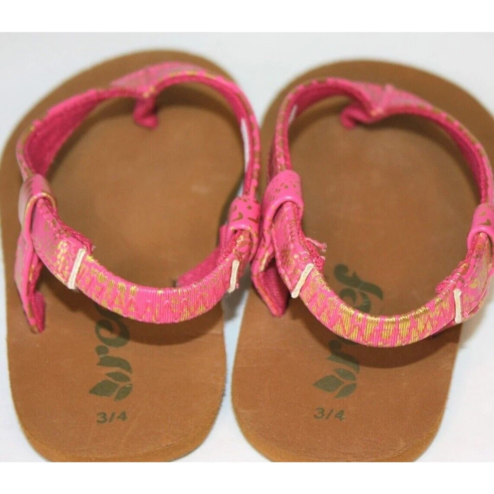 Nuevas Sandalias Abatibles Niñas Little Ronday Vu Reef 4/5 Jóvenes Niñas Grandes Oro Rosa Foto 2 de 4