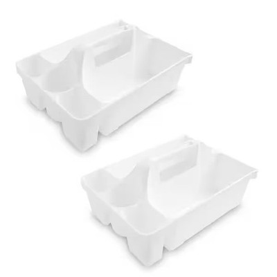 2 Pack Libman 16'' x 12'' Deluxe Maid Cleaning Caddy w/Multiple Compartments White