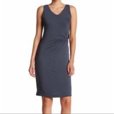 MATTY M Blue Sleek Midi Dress Side Knot Tie XS NWT