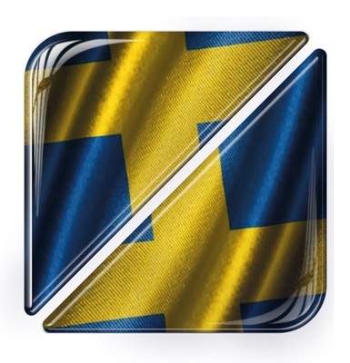 2x Schweden strukturierte Flagge Gel gewölbt Auto Nummernschild Ecke Aufkleber