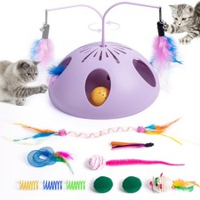 FITWOWFIT Interactive Cat Toy for Indoor Cats, Automatic, Feathers, Track Balls