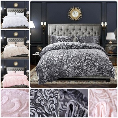 Luxus Teddybär Fleece Bettbezug Weich Steppdecke Kuschelig Bettwäsche Set & Kissenbezüge