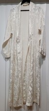 VTG Victoria s Secret Gold Label Long Robe Bridal Ivory Floral Jacquard Robe M/L
