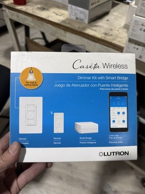 Lutron Caseta P-BDG-PKG1W Wireless Dimmer Kit with Smart Bridge - White