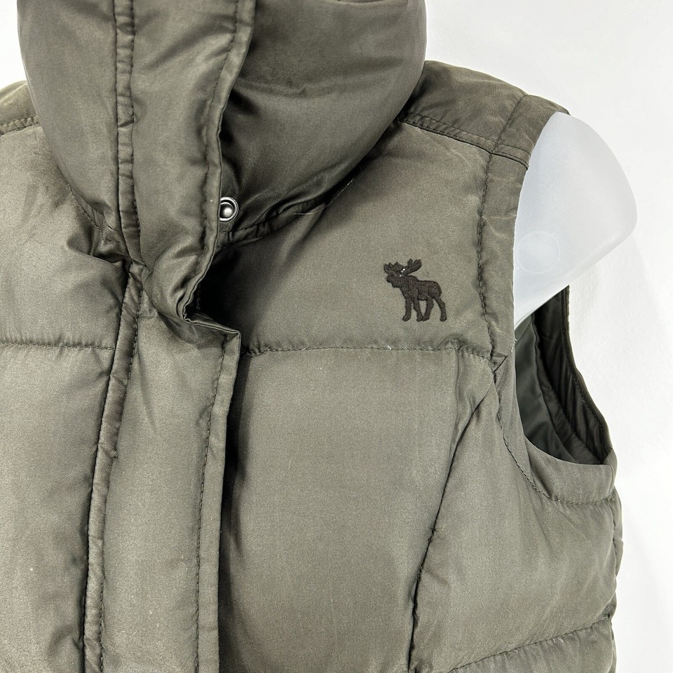 Abercrombie Fitch Vest Women's S Olive Green Down Puffer Full Zip