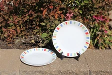 Set of 2 Corelle Payden Dinner Plates 10¼" VGUC Red Green Blue Yellow