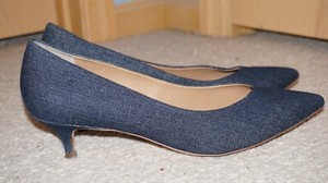 denim kitten heels