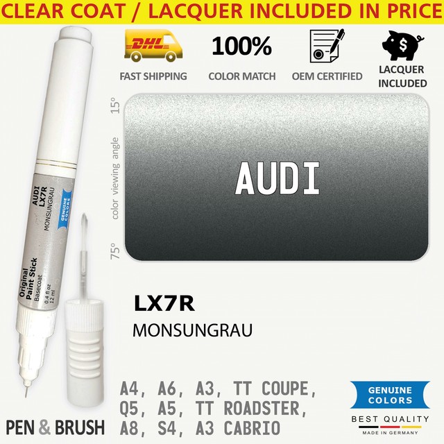 Car Touch Up Paint For Audi All Models Cinza MonO Code LX7R Brush Pen