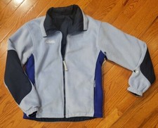 Columbia Blue / Lt Blue Reversible Zip Up Jacket Sz 14/16 Girls  Warm Fleece