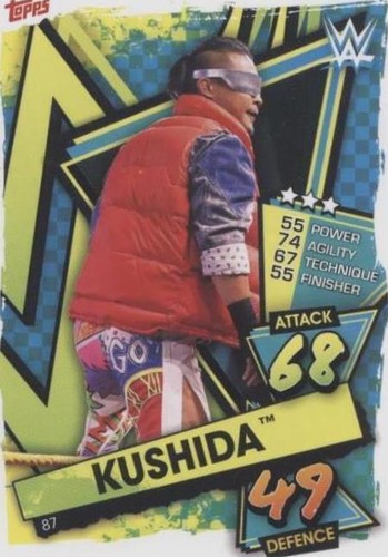 2021 WWE Topps Trading Card Kushida /99 YELLOW REFRACTOR Slam
