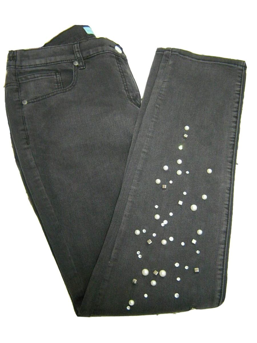 Pfeffinger Stretch Jeans L/XL Schwarz mit Perlen Nieten NP