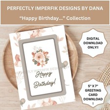 Digital HAPPY BIRTHDAY Greeting Card feat. Rustic Roses 5x7 Cut  Fold