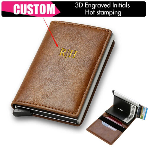 Personalized Initials Name Business Credit Card Holder Wallet Men Small Purse - 第 1/15 張圖片