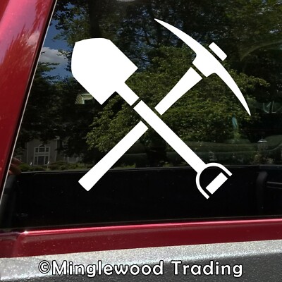 Crossed Shovel and Pick Axe Vinyl Decal Sticker | Mining Pickaxe Expedition Mine