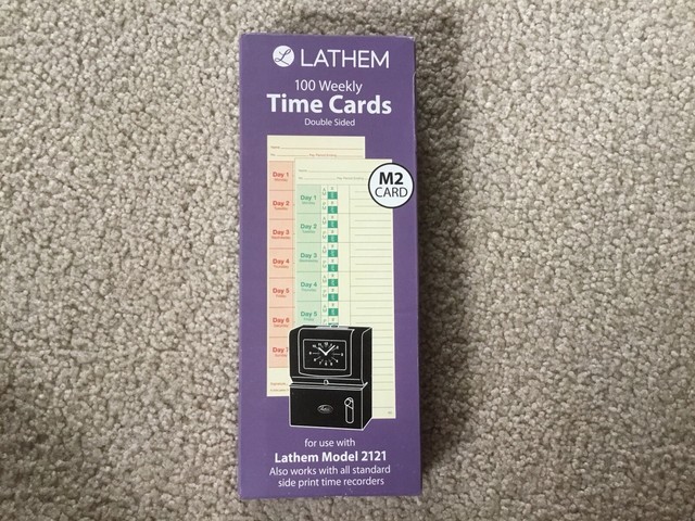 NEW Lathem Time Cards Weekly 2 Sided 3 3 8 X 9 100 M2 Cards 