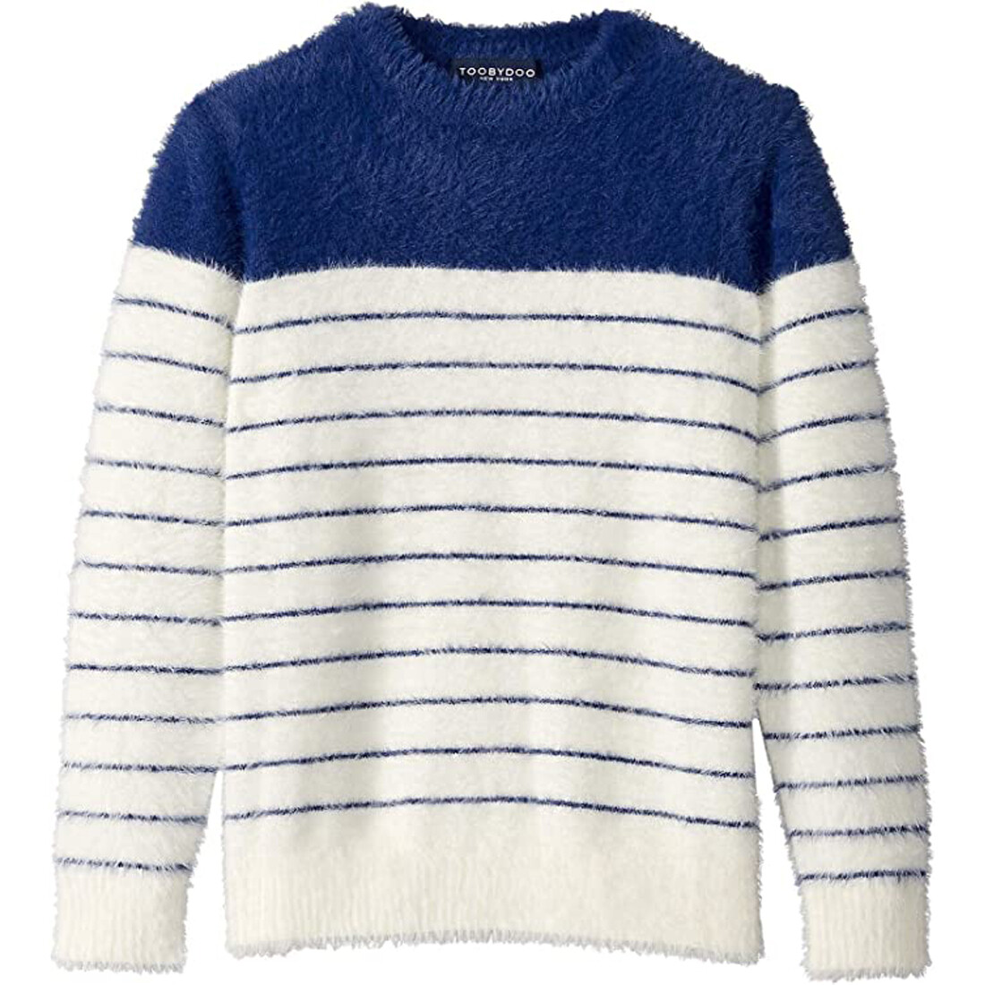 Свитер из искусственного мохера для девочек Toobydoo, темно-синий в белую полоску, 3 Т