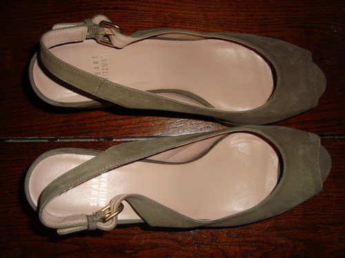 STUART WEITZMAN LADIES CORK WEDGE HEEL SUEDE SHOES SIZE 10 1/2 M WORN ONCE! - Picture 2 of 24