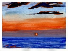 Sunset SandraWatercolors™ California Original Painting Small Coastal Seascape