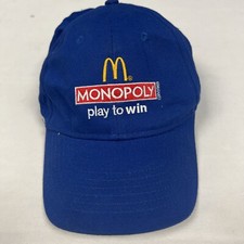 McDonalds Monopoly Play To Win Hat Cap Strapback Blue SpellOut Logo 2012 Game