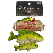 The Christmas Shoppe Fishing Buddies Ornament - NEW - 3.5" Tall