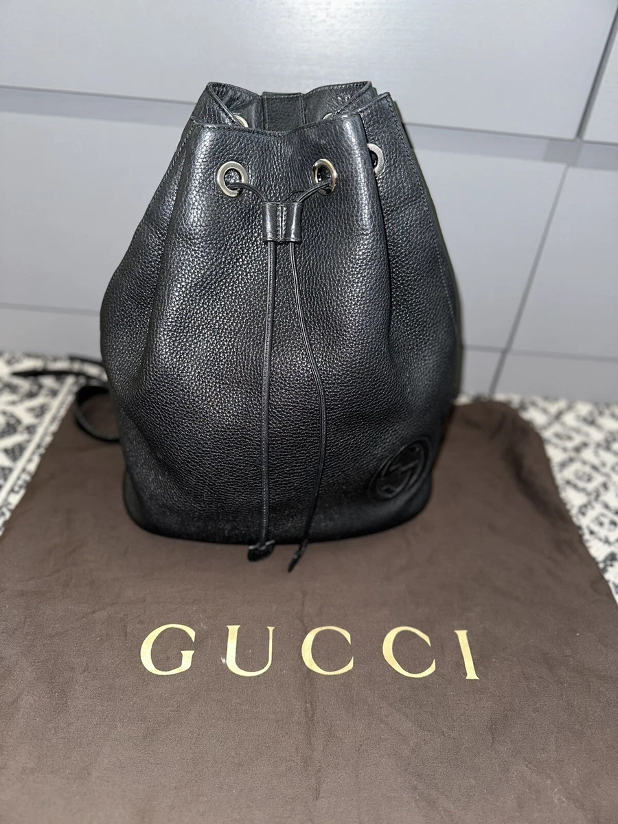 Gucci Soho Leather Drawstring Backpack Black Soft Leather bag