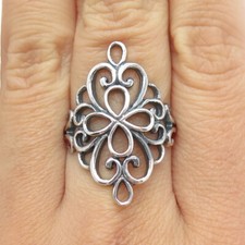 925 Sterling Silver Vintage Ornate Cross Statement Ring Size 8.25