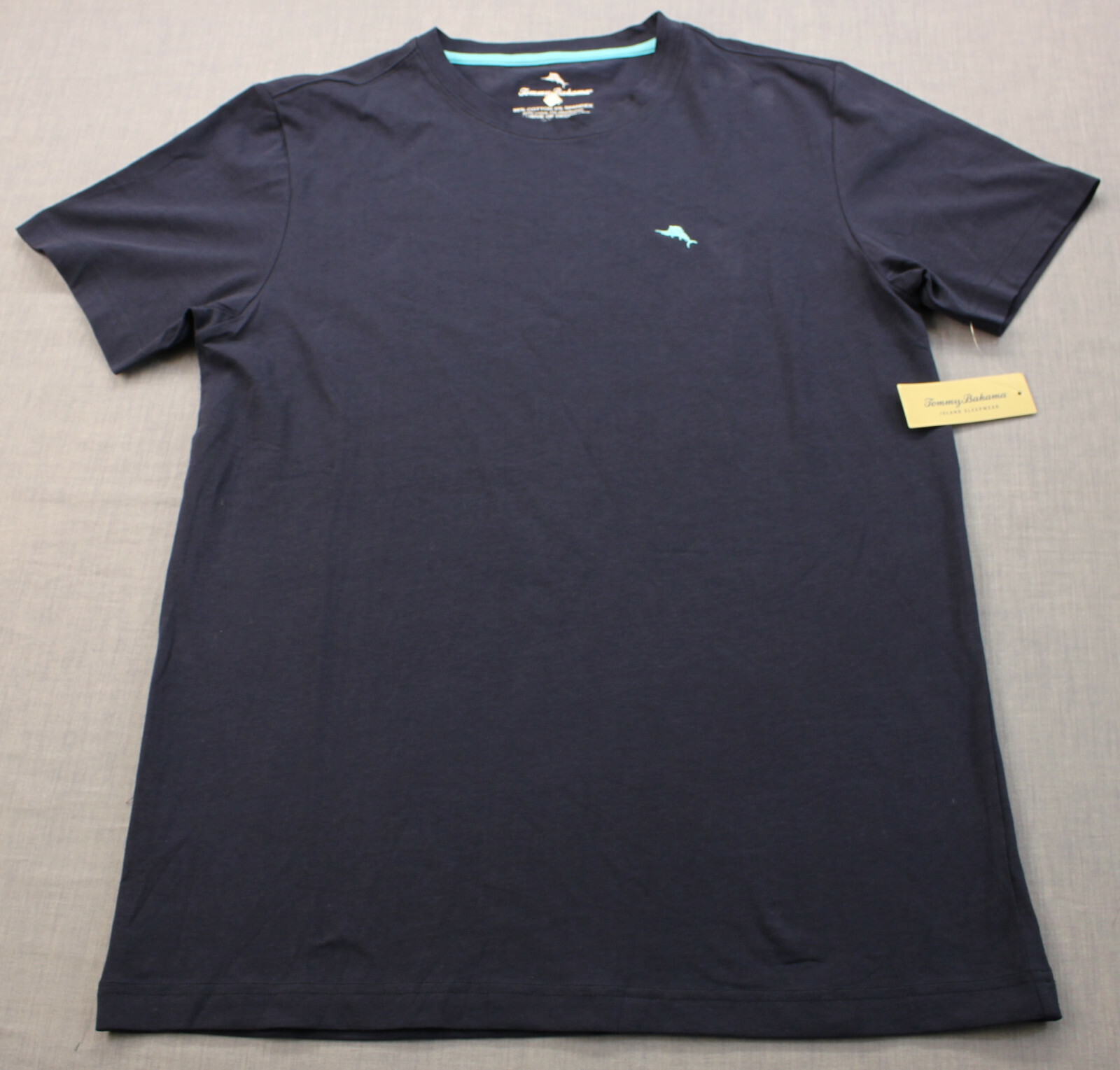 Tommy Bahama Swordfish Logo Mens Navy Blue Cotton SS Crew Neck TShirt