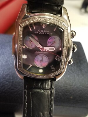 AQUA MASTER Ladies Chronograph 1ct DIAMOND Bezel Custom Watch