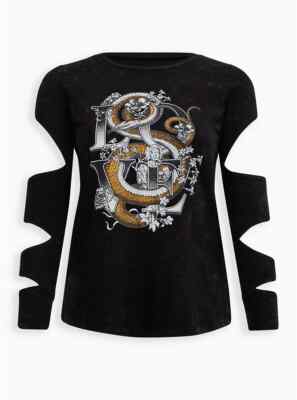 Torrid Lovesick Cutout Tee Cotton Snake Love Wash Black 3 3X 22 24 #B80248