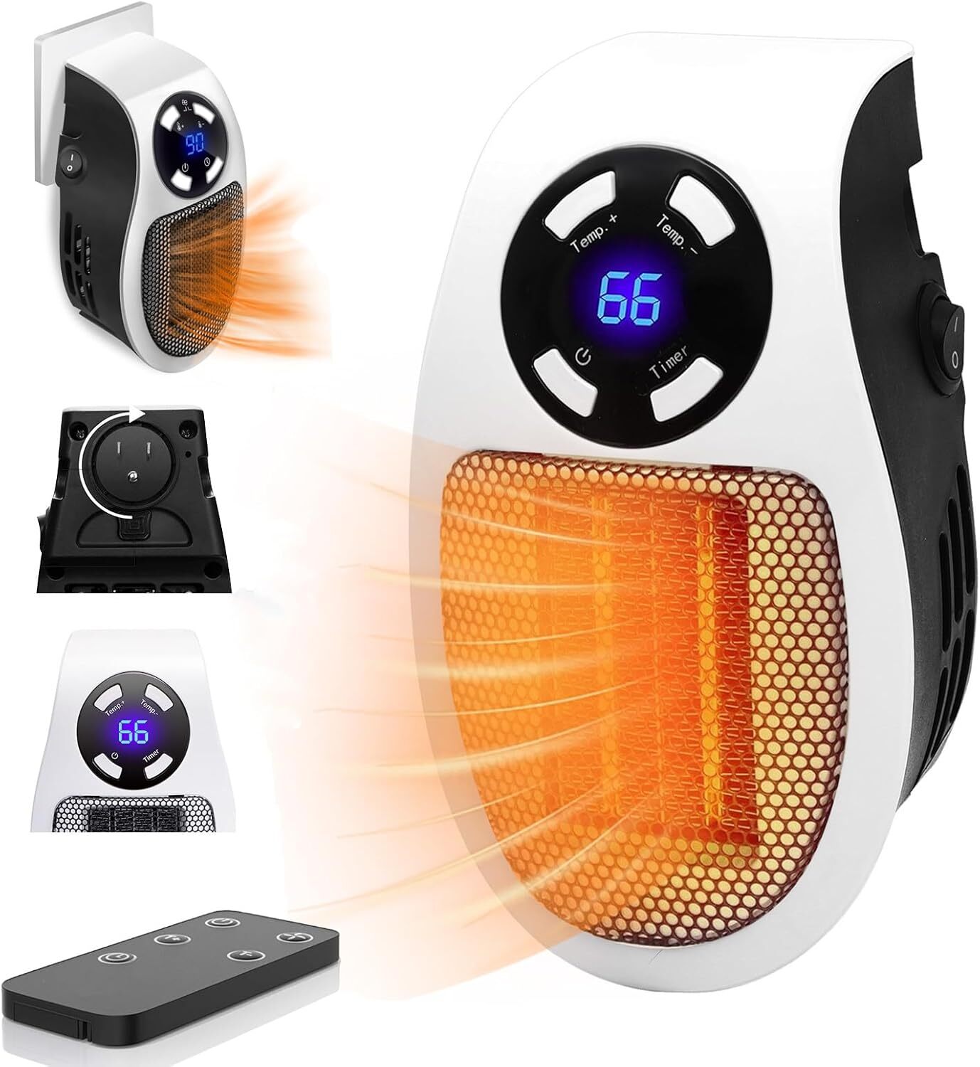 Smart Thermostat Space Heater,450W Portable Electric Small Heater with Timer/Ove-image