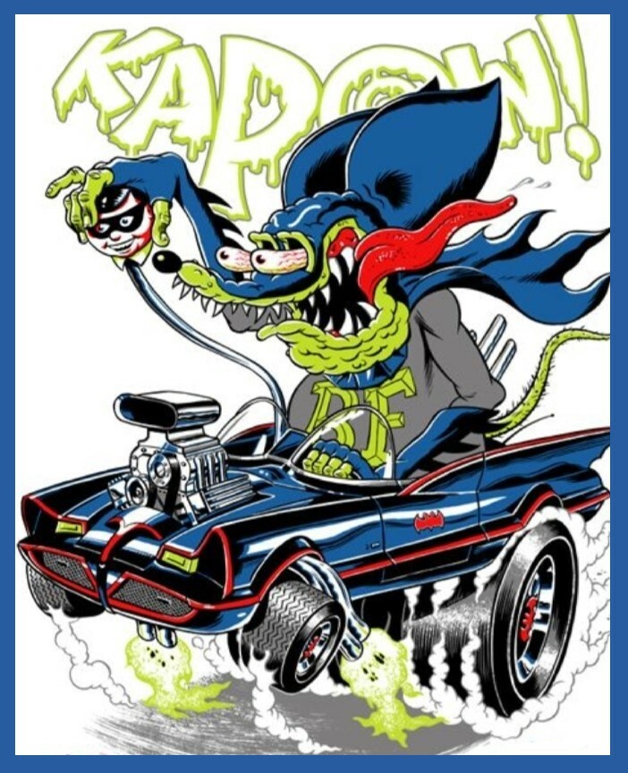 Ka POW Batman & Robin Super Hot Rod Car Rat Fink Torch Engine