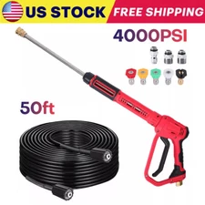 High Pressure 4000PSI Car Power Washer Gun Spray Wand Lance Nozzle and Hose Kit